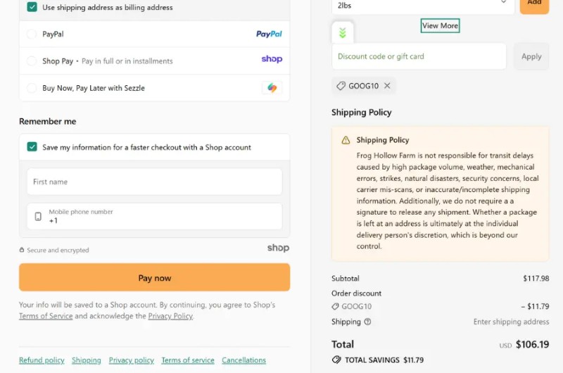 Coupon test screenshot