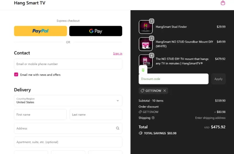 Coupon test screenshot