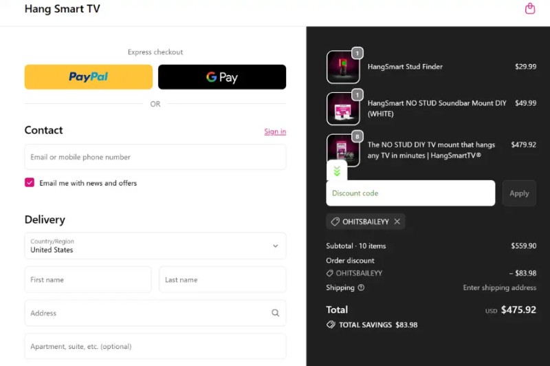 Coupon test screenshot