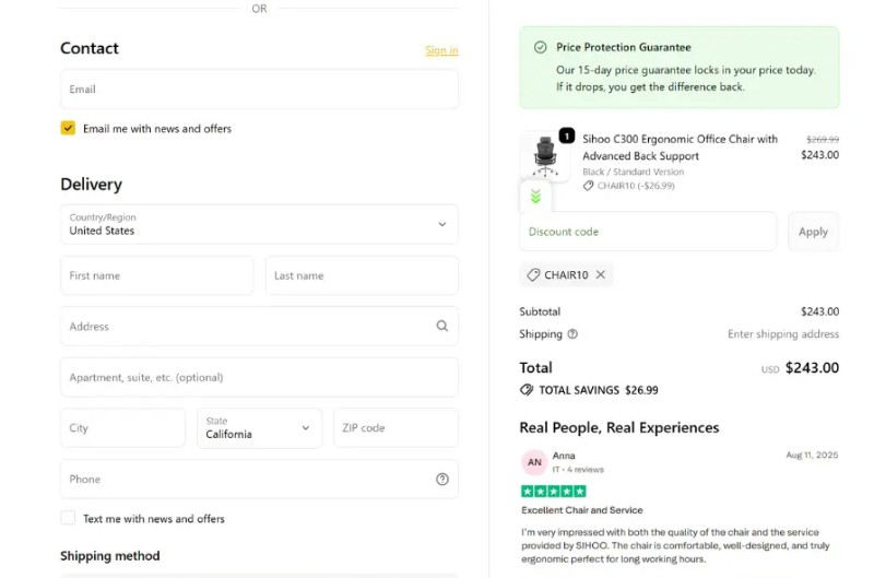 Coupon test screenshot
